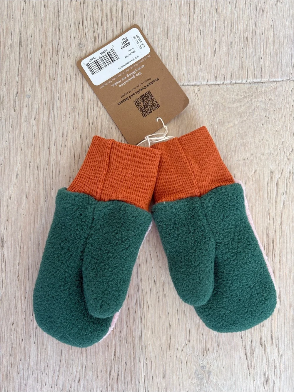 Patagonia Kids Pink, Green & Orange Fleece Mittens